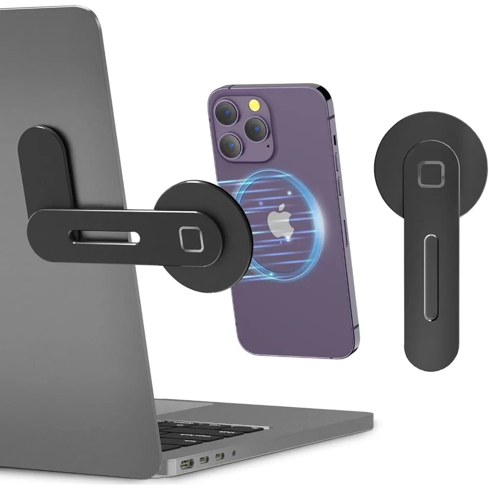 Magnetic Phone Holder for Laptop MacBook Foldable Cell Phone Stand Portable Desk Mount for iPhone 16 15 14 MagSafe Android