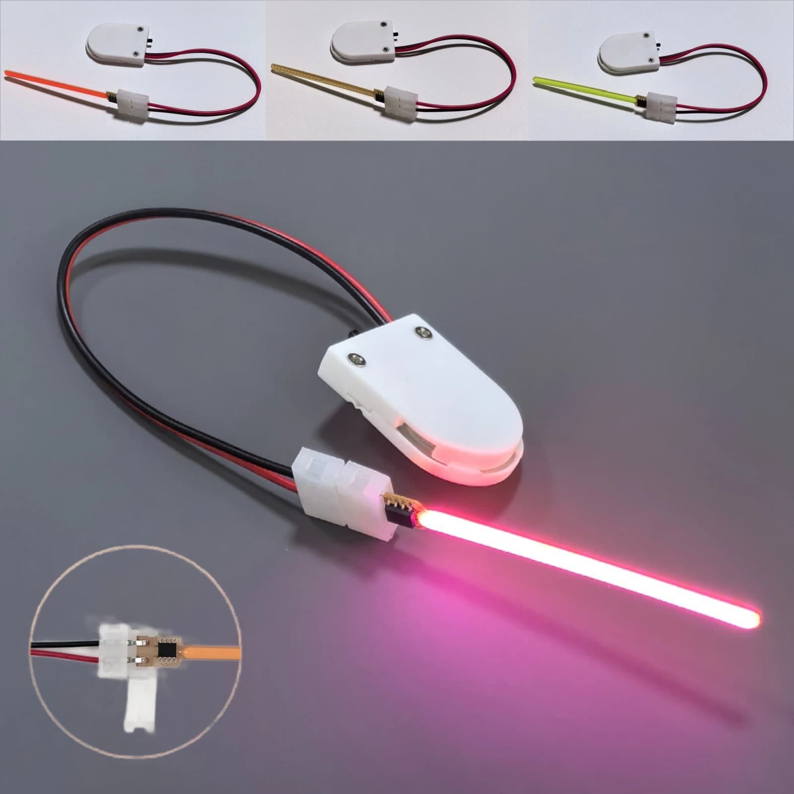 Lampada a LED con filamento COB 3V da 40mm, 59mm, 70mm, effetto pioggia di meteore/acqua che scorre, componenti con fibbia, senza bisogno di saldatura, 2 pin/batteria