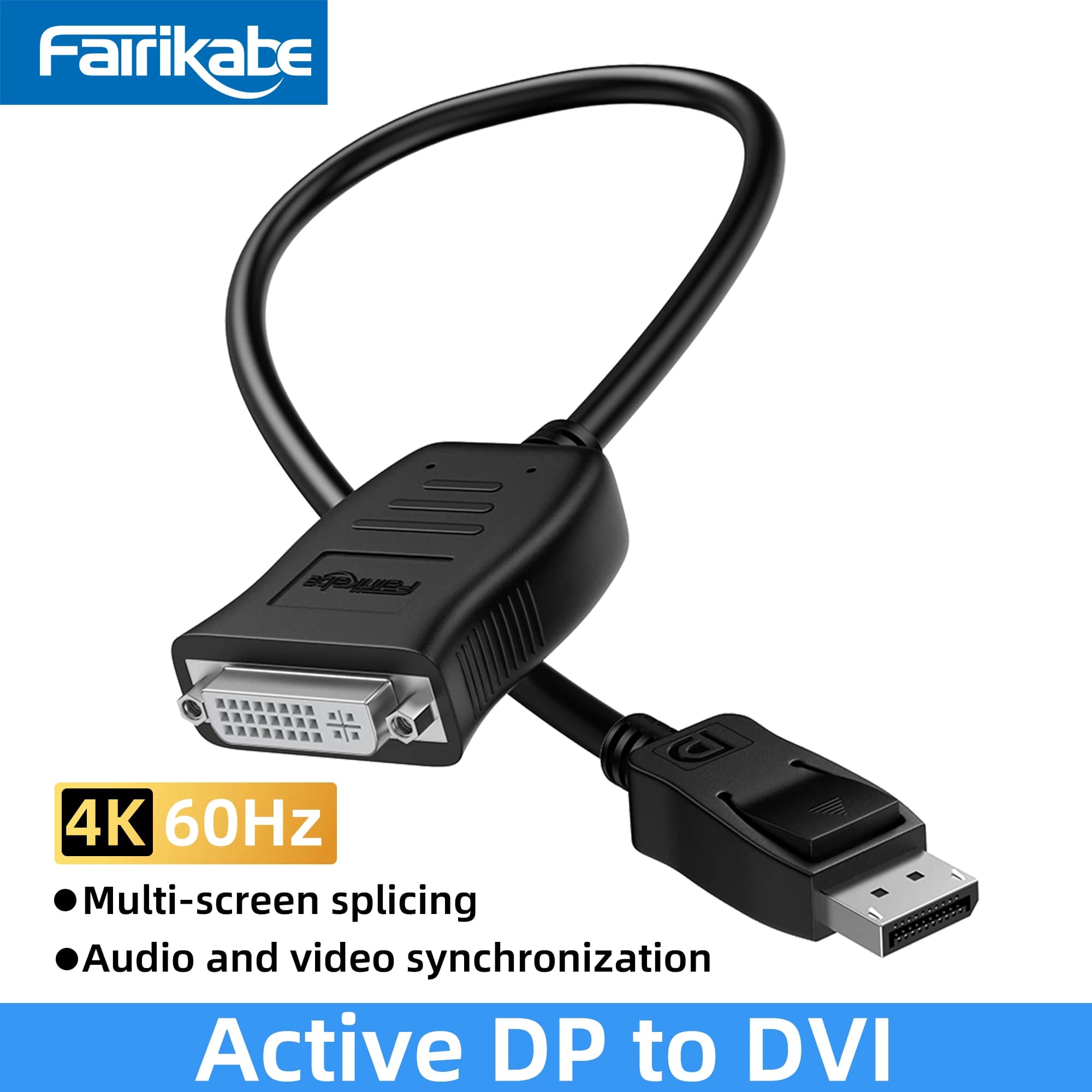 Failekabe cavo da Displayport attivo a DVI 4 k60hz Multi-screen Splicing adattatore da DP a DVI ForMonitor Laptop GraphicCard cartellone