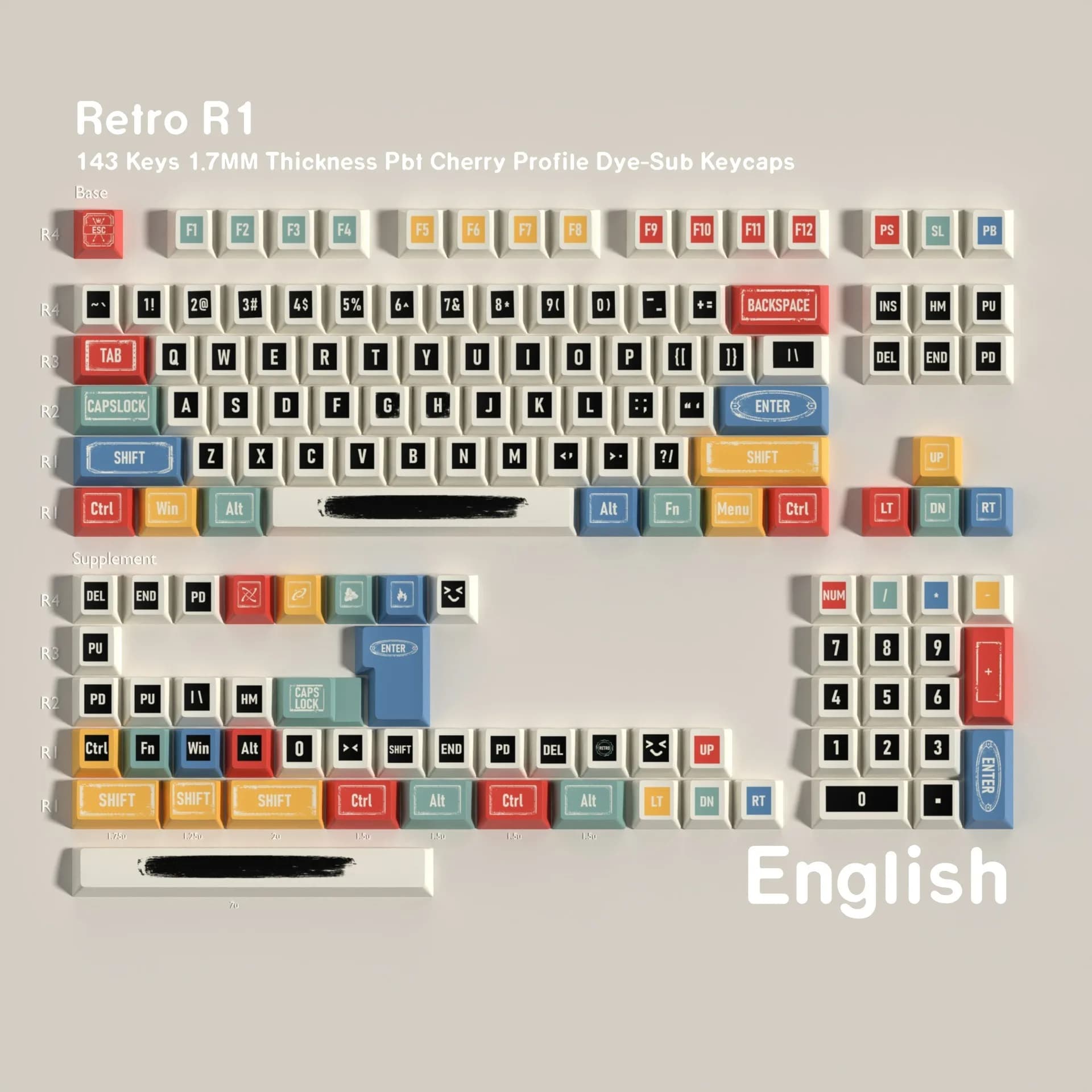 Retro Mechanical Keyboard keycaps Cherry Profile PBT Keycap Spanish French Korean German Key Caps ISO Enter 7U space custom DIY