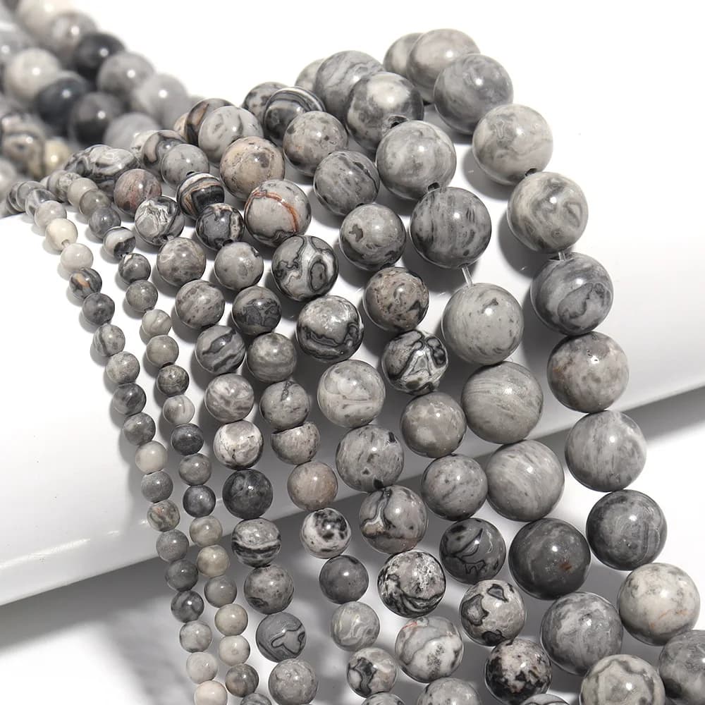 4/6/8/10/12mm Naturale Picasso Diaspro Perline di Pietra Allentate Nero Bianco Grigio per Fare Gioielli Fai Da Te Collana Fatta A Mano braccialetto filo