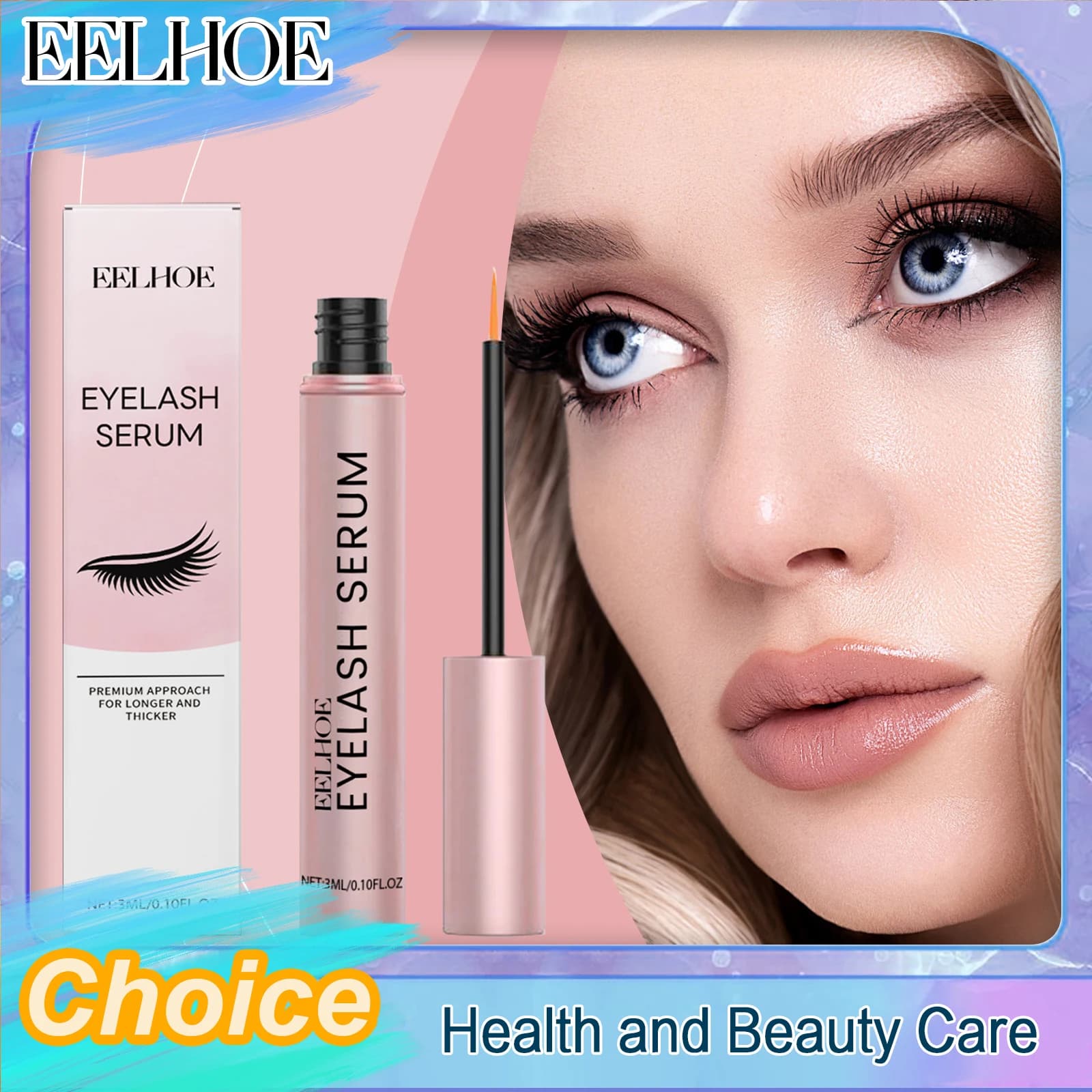 Siero per Ciglia Nutriente e Idratante, Trattamento per Allungare, Infoltire e Curvare le Ciglia, Siero Volumizzante, Mascara Cosmetico