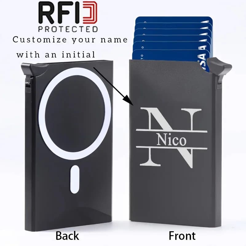 Portacarte per Telefono con Blocco RFID Personalizzato, Portafoglio Magnetico Personalizzato Unisex, Adatto per Custodie Telefono, Portacarte Posteriore per Telefono