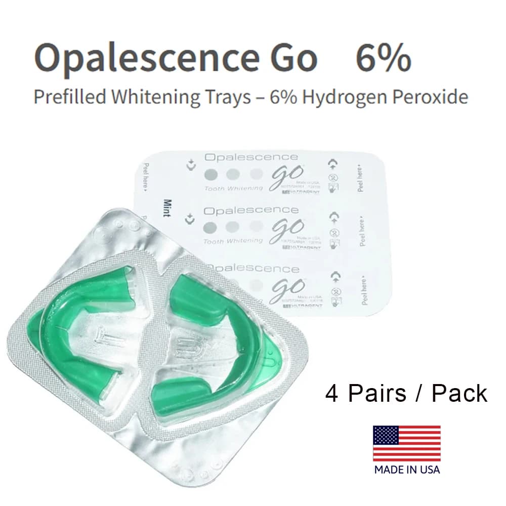 Opalescence GO 6% Hydrogen Peroxide, Pre-filled Cards for Dentale Whitening | Kit 4 Treatments Menta da Porta a Casa Ultradent USA