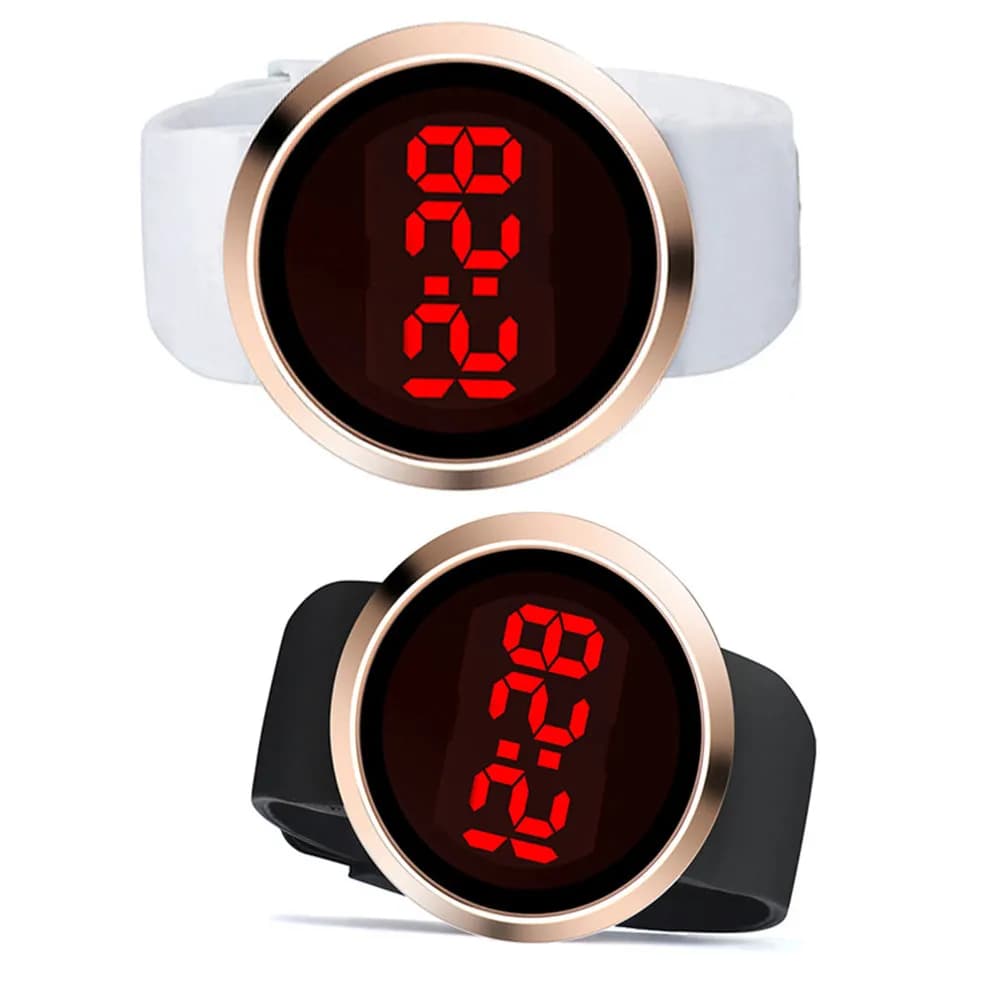 Orologio da polso in lega LED per uomo e donna, schermo elettronico touch screen, braccialetto digitale, regalo di moda per coppia, cinturino bianco