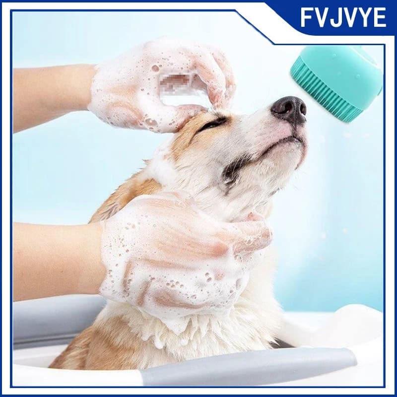 Dog Bath Brush Silicone Pet Shampoo Brush Soap Dog Scrubber Cat Massage Grooming Wash Comb Soft Rubber Puppy Clean Brush A5
