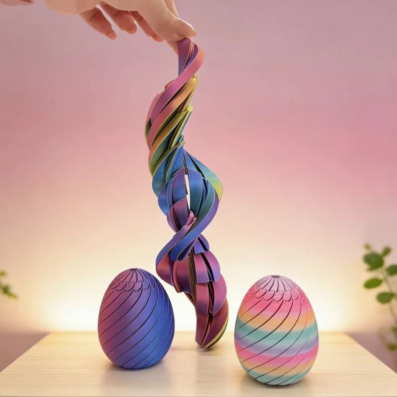 Uovo Fidget Girevole Stampato in 3D, Giocattolo Antistress Rotante a Spirale Colorato per Scrivania e Ufficio