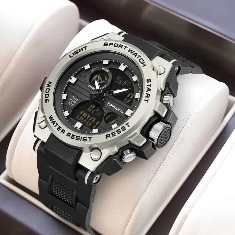 TIMEARTX 2025 Nuovo Orologio Sportivo da Uomo, Impermeabile 50M, Luminoso, Display Doppio, Multifunzione Digitale per Fitness all'Aperto