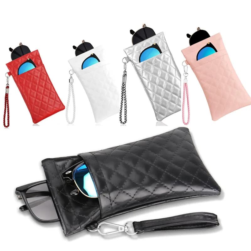 Custodia per occhiali da sole a doppio strato Custodia per occhiali da spremere portatile Scatola per occhiali in morbida pelle PU Porta occhiali per occhiali