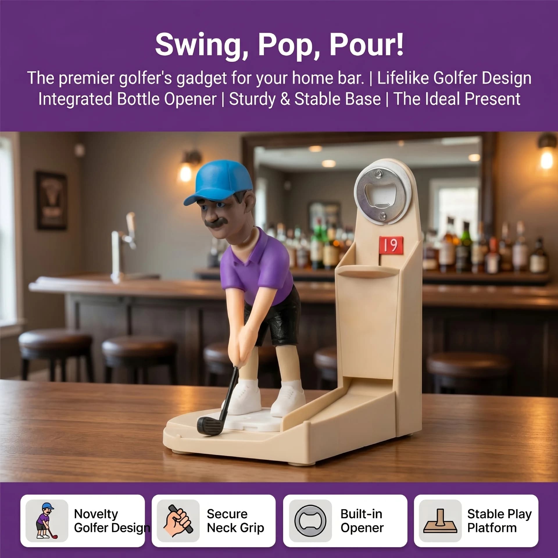 Golf Ball Shaped Bottle Opener Creative Golf Themed Gift For Golf Enthusiasts Beer Lovers Novelty Portable Bar Kitchen Decor Fun