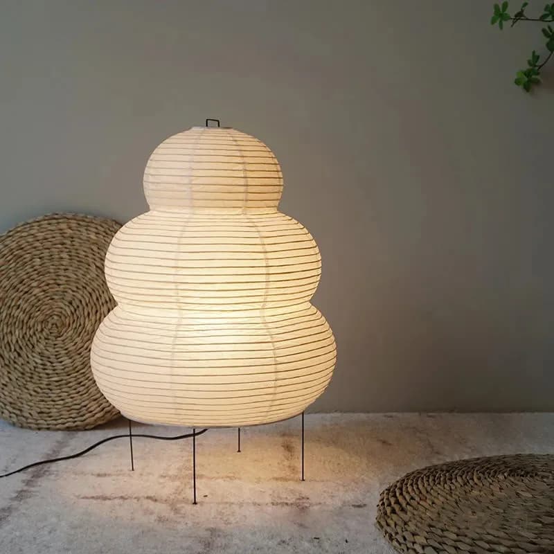 Wabi-Sabi lanterna di carta di riso stile giapponese LED treppiede lampada da terra studio Hotel luce notturna soggiorno camera da letto lampada da comodino