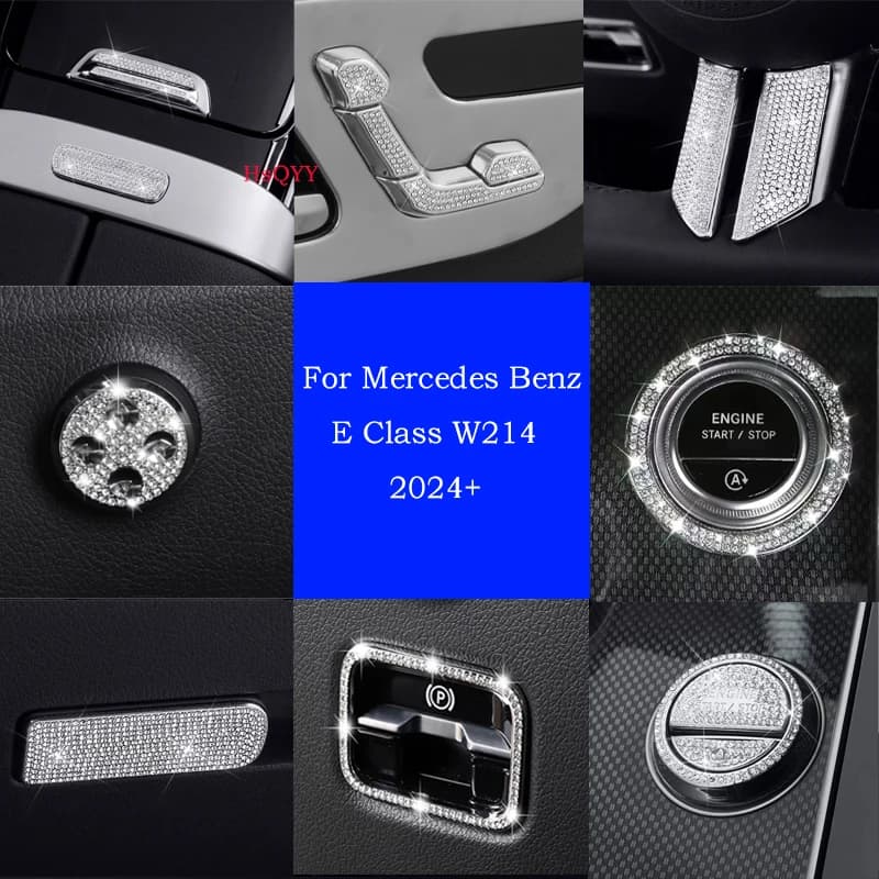 Per Mercedes Benz Classe E W214 E200 E260 E300 2024 + Modifica interna Console centrale Trim Diamond Cover Adesivo in cristallo