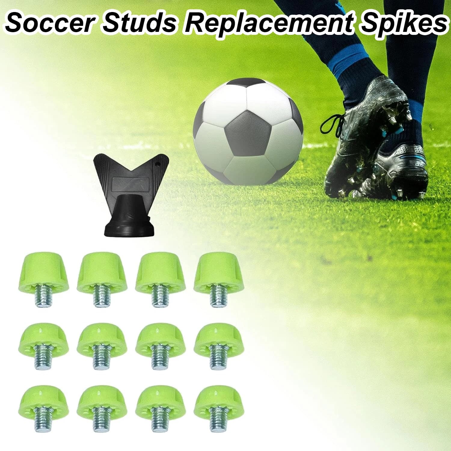 12 pezzi di borchie da calcio professionali set di punte di ricambio stabili scarpe antiscivolo accessori borchie per scarpe da calcio da rugby per sport all'aria aperta