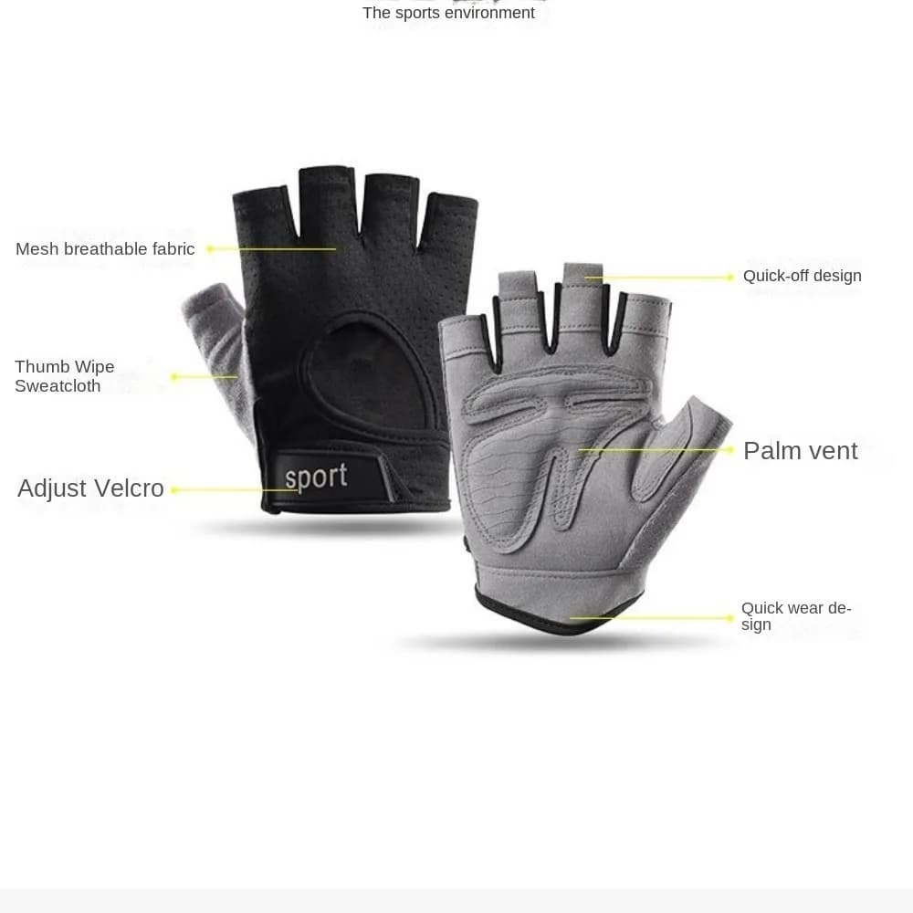 New Breathable Cycling Gloves Shockproof Polyester Gym Gloves Anti-Slip Fitness Training Gloves Sport