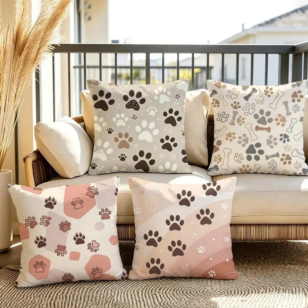 Fashion Paw Cushion Cover Soft Plush Throw Pillow Cover Double-Sided Decorative Cushion Case Sofa Bedroom Home Decor