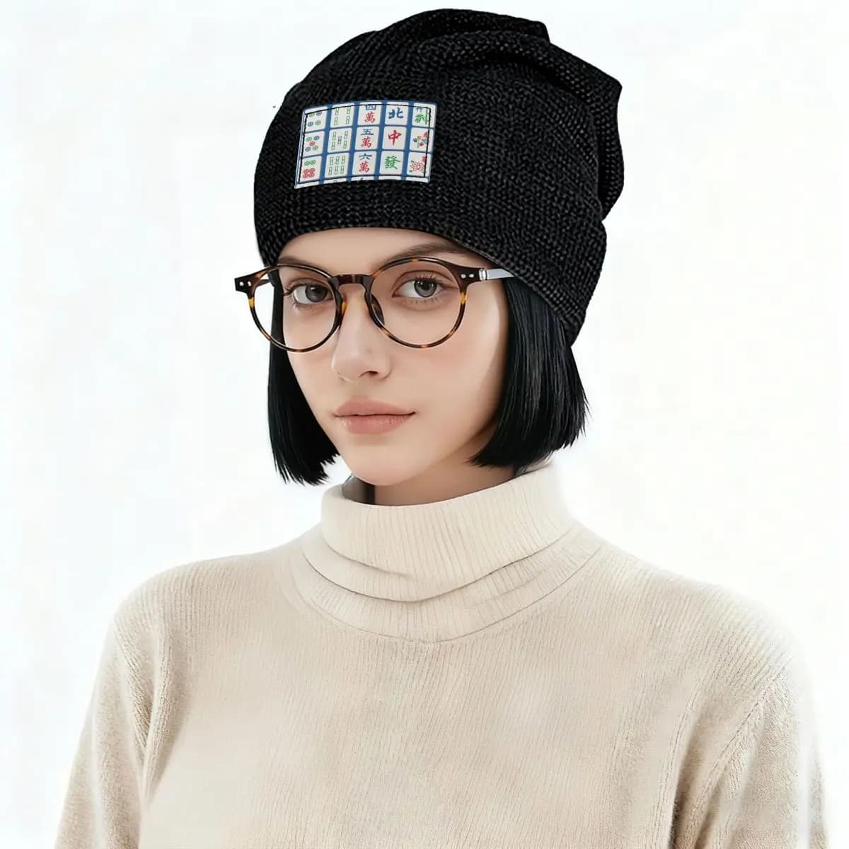 Piastrelle Mahjong su blu Skullies Berretti Cappelli Caldo Autunno Inverno Berretto da esterno Foderato in pile Berretti per unisex adulto