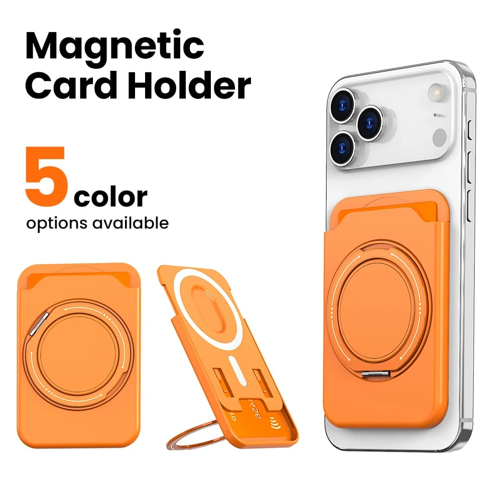 Supporto ad anello rotante a 360° per custodia portafoglio magnetica MagSafe per iPhone 17 Pro Max 16 15 e Samsung S25 S26 Ultra