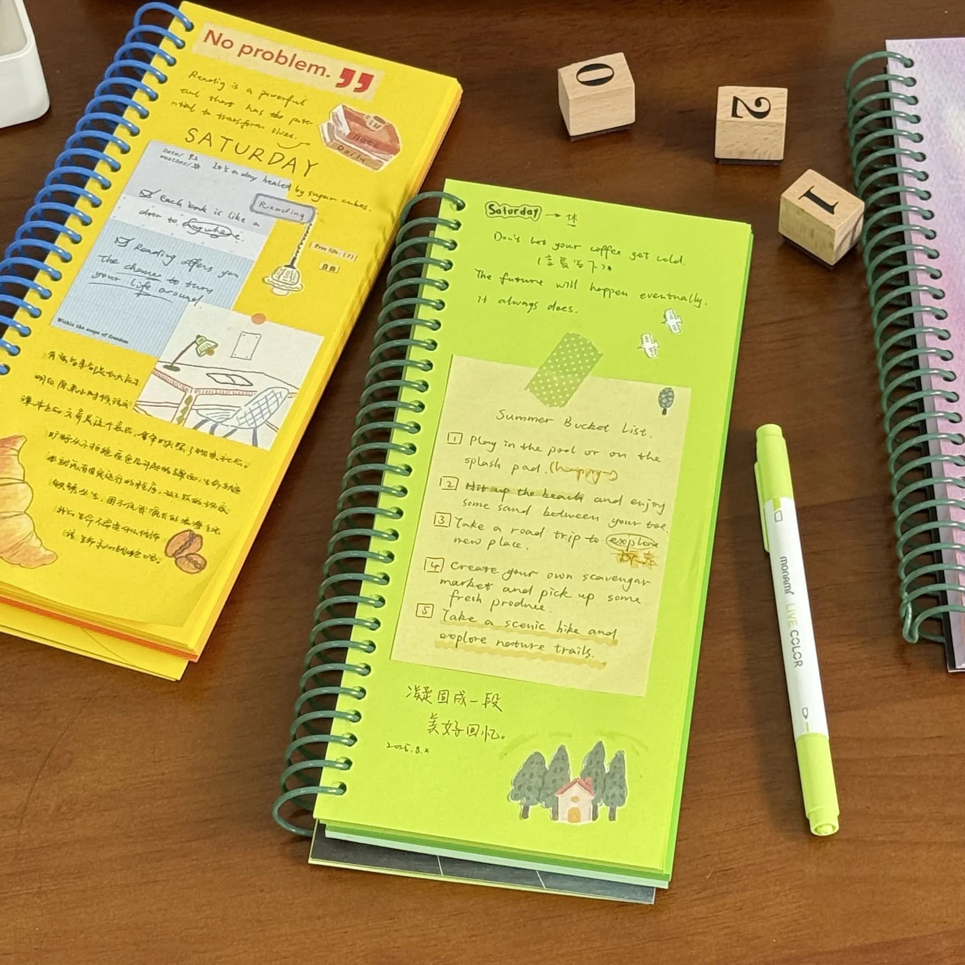 Green Color Inner Page A6 Coil Book High Value Creative Student Portable Notebook Handbook Diary