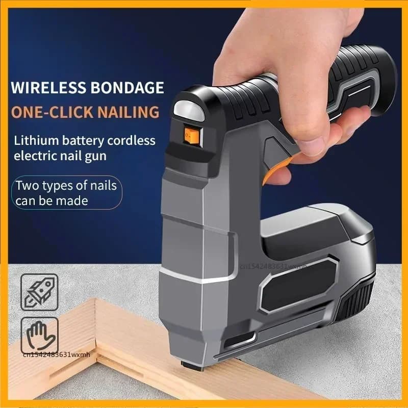 Pistola sparachiodi elettrica Batteria al litio Pistola sparachiodi wireless Pistola per mobili per punti metallici per telaio Lavorazione del legno Tappezzeria fai-da-te