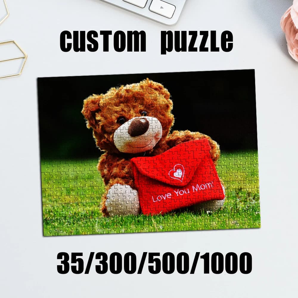 Puzzle Personalizzato con Foto 35/300/500/1000 Pezzi, Ritratto Personalizzato Dipinto a Mano, Regalo di Compleanno, Oggetto Commemorativo