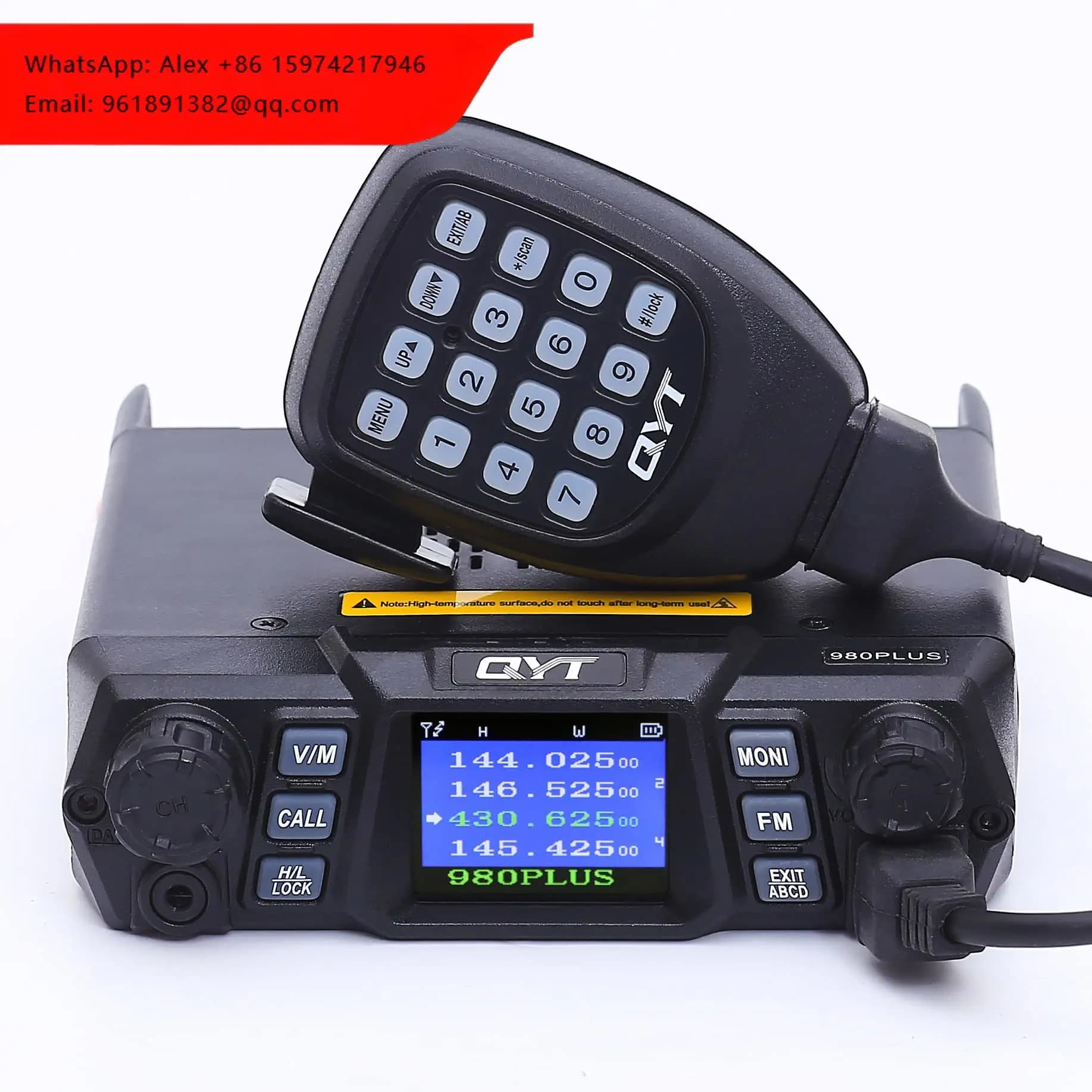 QYT KT-980 Plus, Walkie Talkie Veicolare 50 Km, Ricetrasmettitore VHF 136-174MHz UHF 400-520MHz 75W, Ricetrasmettitore HF QYT KT-980