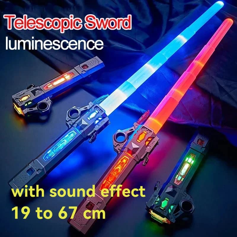 Cambiando il colore 7 colori Bambini Spada colorata incandescente Giocattoli 67CM Musica telescopica Spada laser Rotante Giocattolo di decompressione Regalo