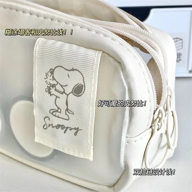 Astuccio Snoopy Pen astuccio trasparente satinato per ragazzo e ragazza, borsa multifunzionale per riporre oggetti di cancelleria per studenti, borsa per cosmetici