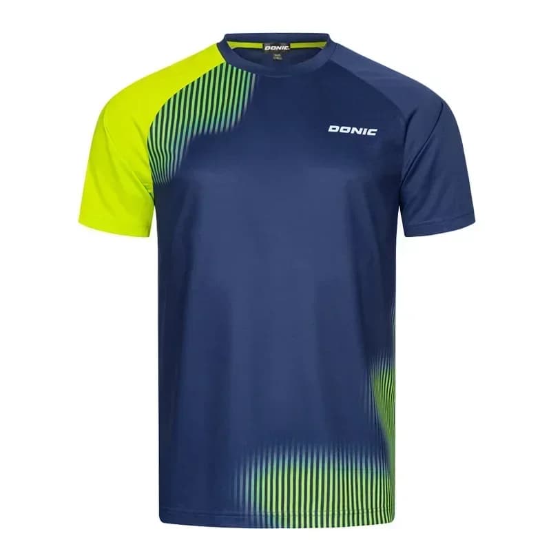 T-shirt da uomo per tennis tavolo con motivo a onde sottile, maglietta estiva ventilata da uomo per badminton, top a maniche corte ad asciugatura rapida per tennis tavolo