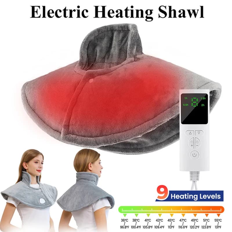 Massaggiatore elettrico per il collo Scialle vibrante 9 livelli Compressa calda Collo Inverno Strumento per la schiena calda Tutore relax Tappetino riscaldante multifunzionale