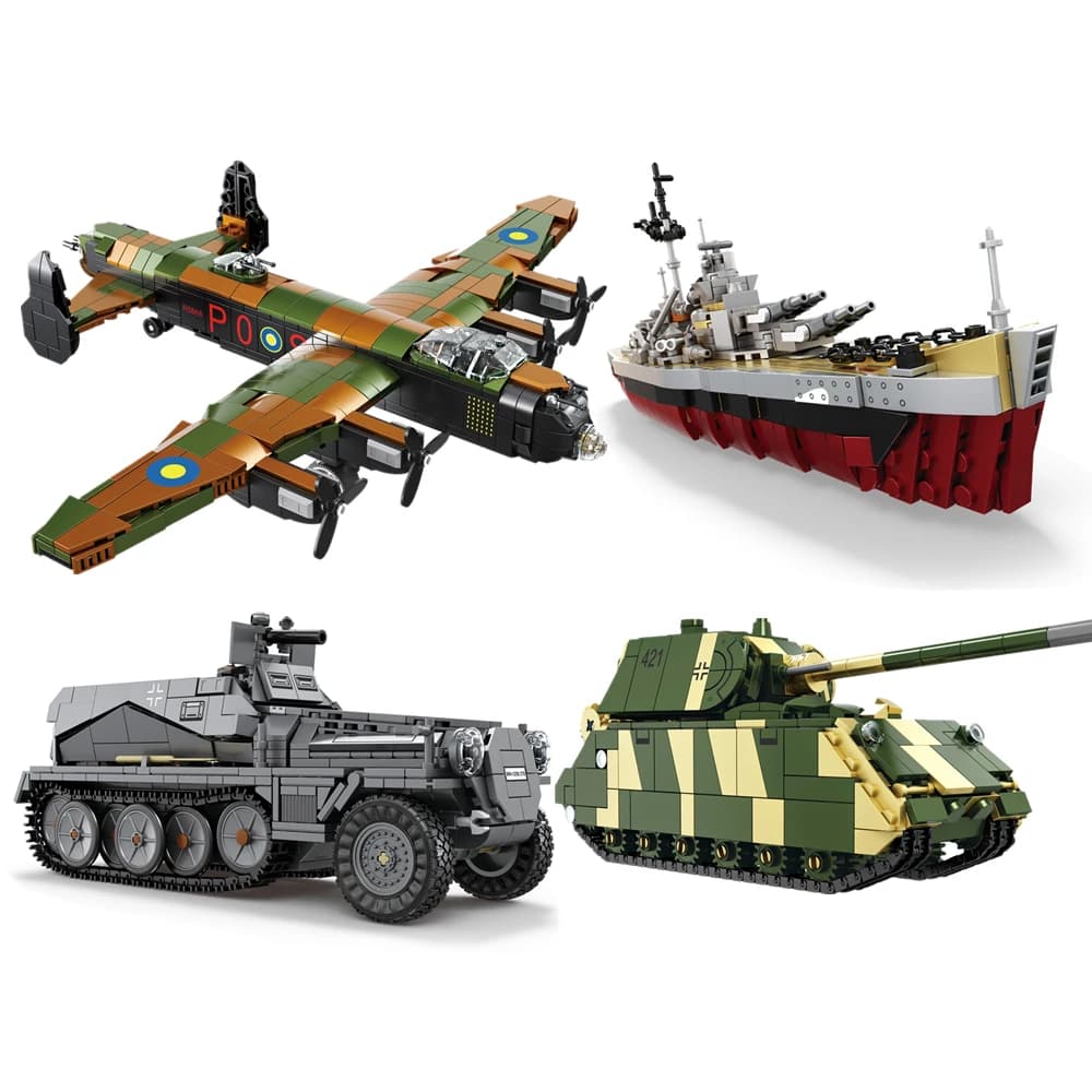 Guerra mondiale 2 WW2 Esercito Soldati Militari KMS Bismarck Corazzata Veicolo Blindato Building Blocks Mattoni Assemblaggio Giocattoli Per I Bambini