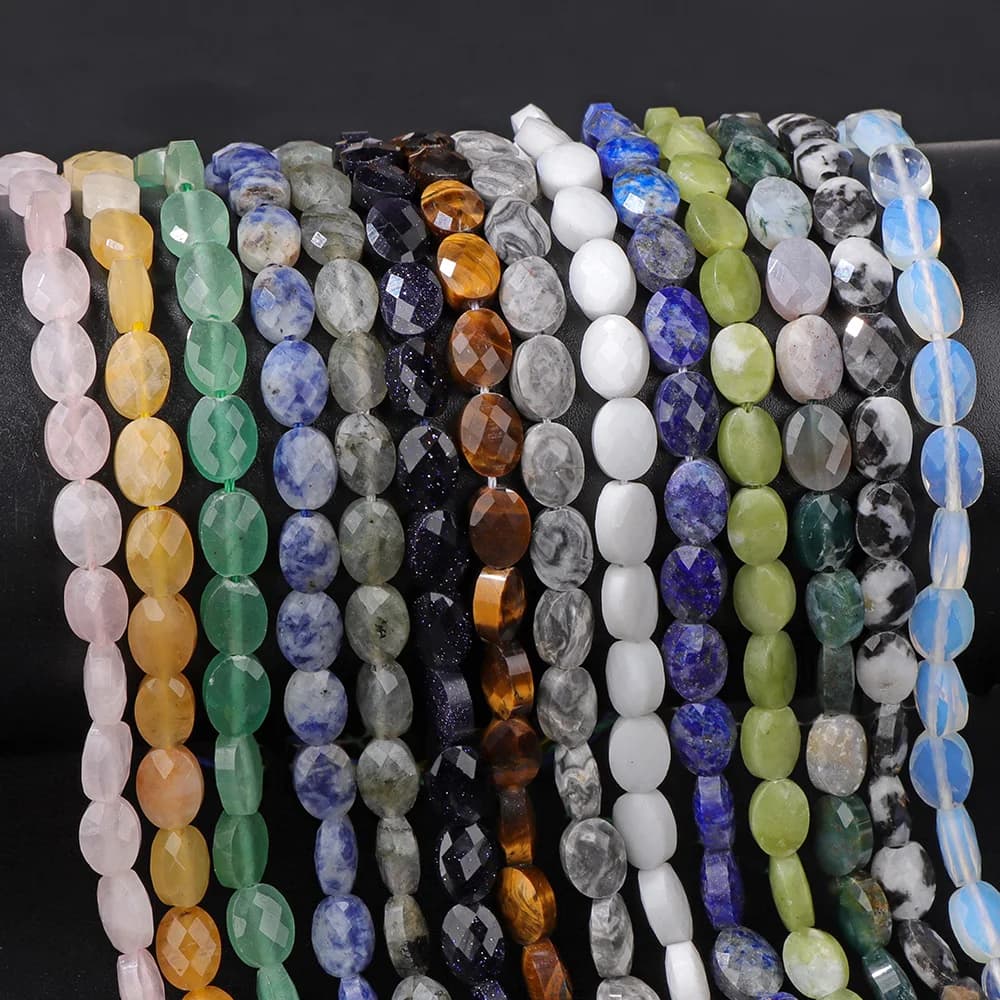 Moda naturale forma ovale pietra perline sfaccettate giada occhio di tigre Jaspers allentato distanziatore perline collana fai da te orecchini braccialetto 6x8mm