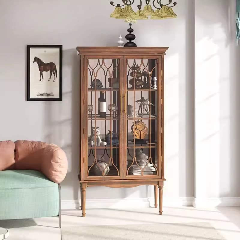 Vetrina in legno massello, libreria in vetro, mobile da soggiorno, mobiletto portabottiglie di lusso di alta gamma