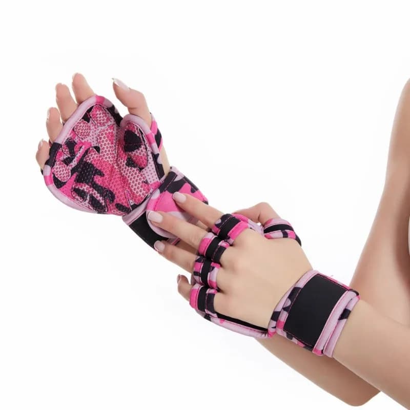 Guanti fitness da uomo e da donna, senza dita, in pelle spessa con silicone antiscivolo, per sollevamento pesi e ciclismo