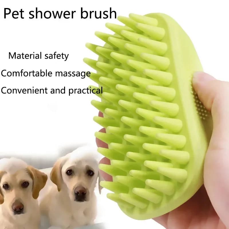 Dog Cat Brush Safe Material Soft Rubber Bath Massage Grooming Tool Pet Hair Removal Clean No Slip Grip Multi Pet Shower Brush