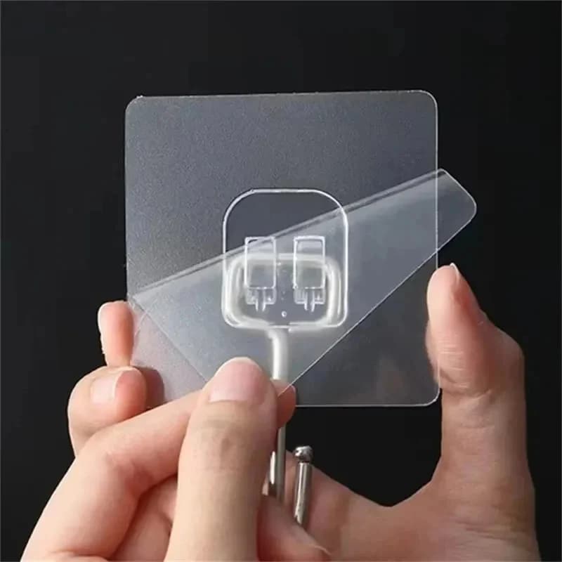 20/10PCS PVC self-adhesive hook in transparent stainless steel multipurpose wall support rack kitchen organizer storage house