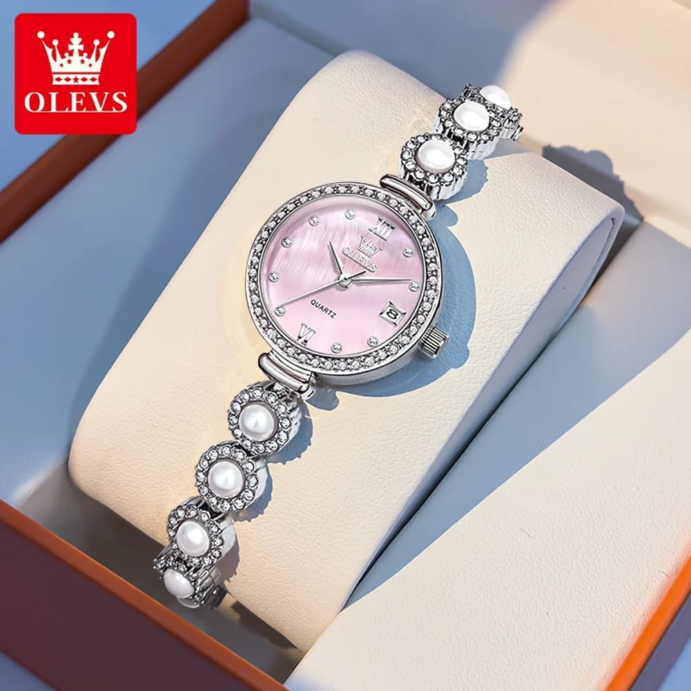 Orologio da donna OLEVS 5635, elegante orologio al quarzo originale, impermeabile, in acciaio inossidabile, con datario, movimento al quarzo, per donna.