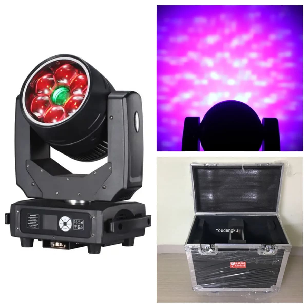 2 pezzi con custodia Party stage rgbw led Sharpy fascio testa mobile DMX 512 6 * 40W b-eye Led Zoom Moving Head Light con effetto ad anello