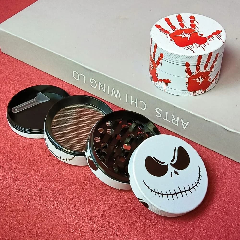 2inch Jack Skellington Herb Grinder Metal 4layer Manual Spice Pestle Mortar Salt Tobacco Grass Grinder Smoke Cigarette Tool