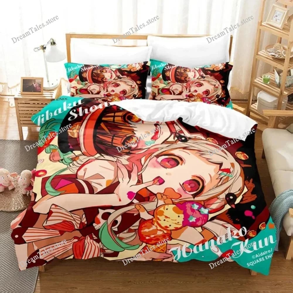 Set di Biancheria da Letto 3D Anime Toilet-bound Hanako-kun, Copripiumino per Camera da Letto, Coperta Singola, Matrimoniale, King Size, Copripiumino, Tessili per la Casa