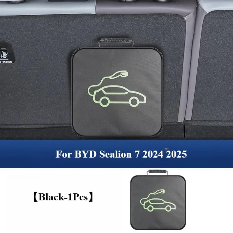 For BYD Sealion 7 2024 2025 Electric Car Charger Plugs Storage Carry Bag EV Car Charging Gun Cable Sockets Equipment Container