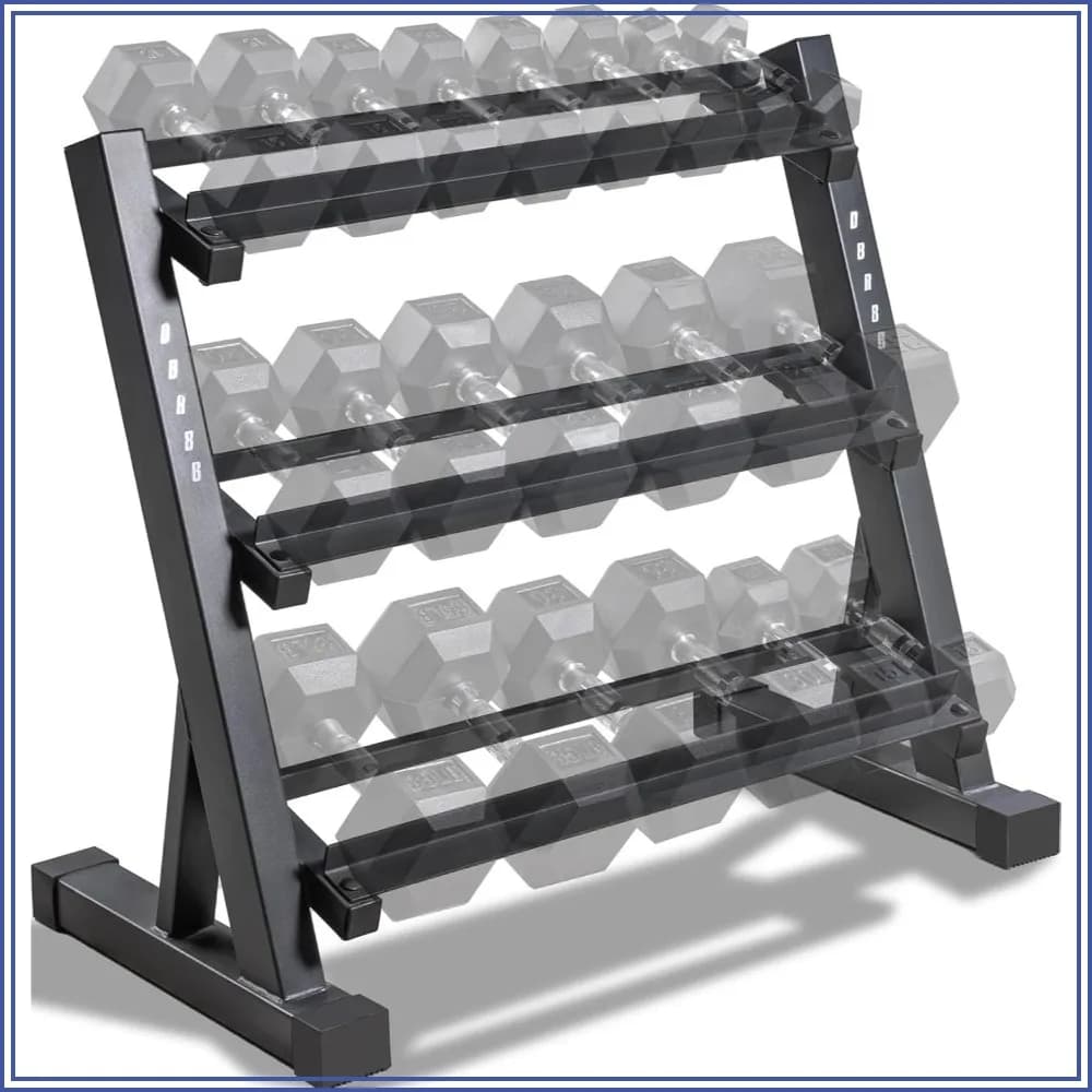 Heavy-Duty 3-Tier Dumbbell & Kettlebell Storage Rack with Rubberized Feet