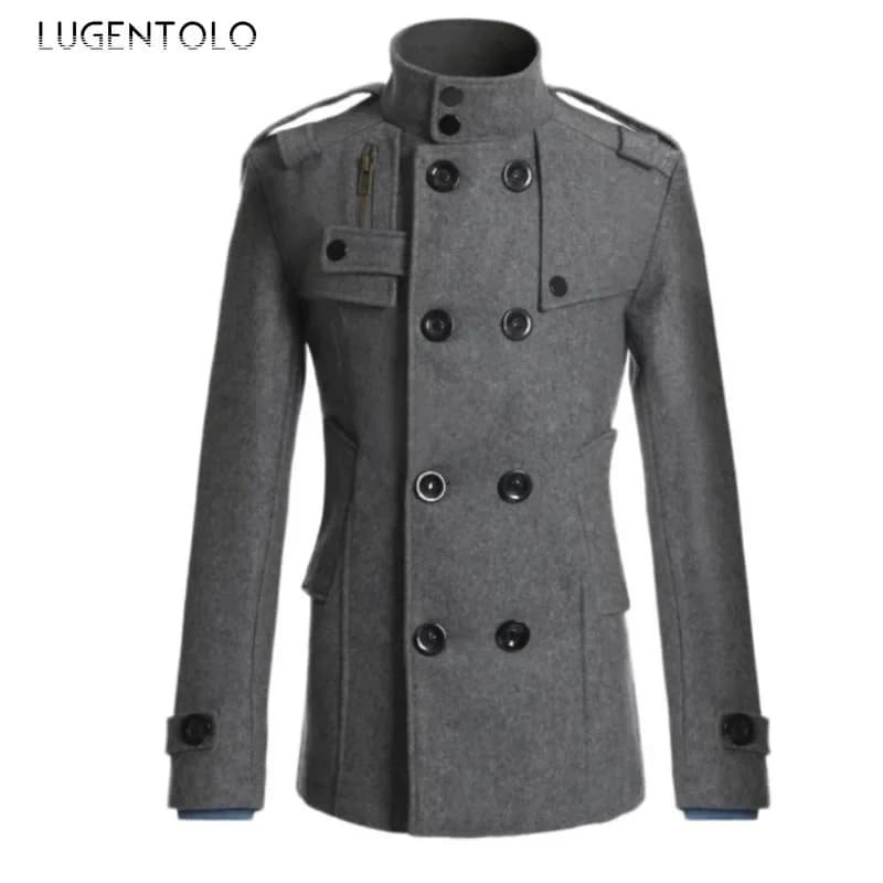 Giacca casual da uomo Autunno-Inverno Giacca a vento calda da esterno Cappotto da uomo doppiopetto con risvolto alla moda Abbigliamento versatile quotidiano