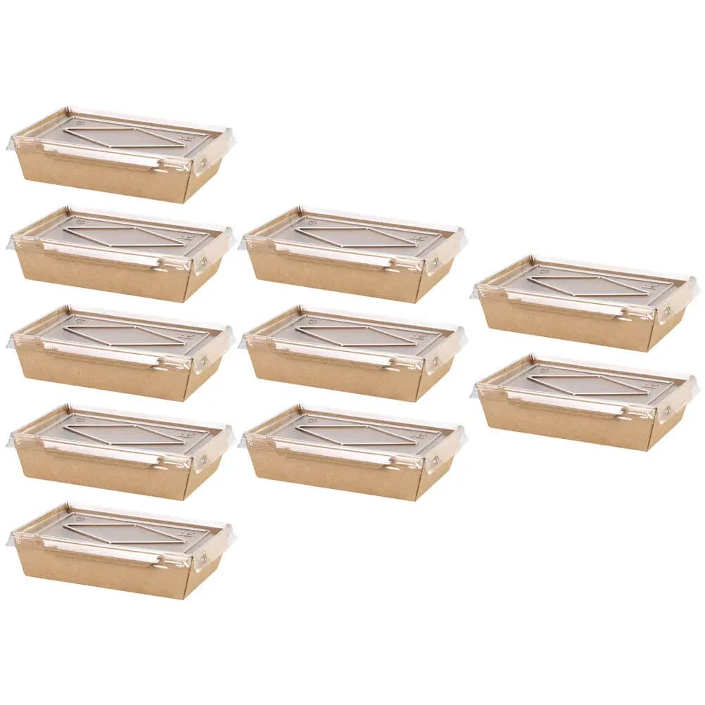 10 Pezzi Scatole Alimentari in Carta Kraft, Contenitori Monouso per Snack, Vassoi Resistenti all'Olio per Pollo Fritto, Patatine Fritte, Taco, Snack Bar