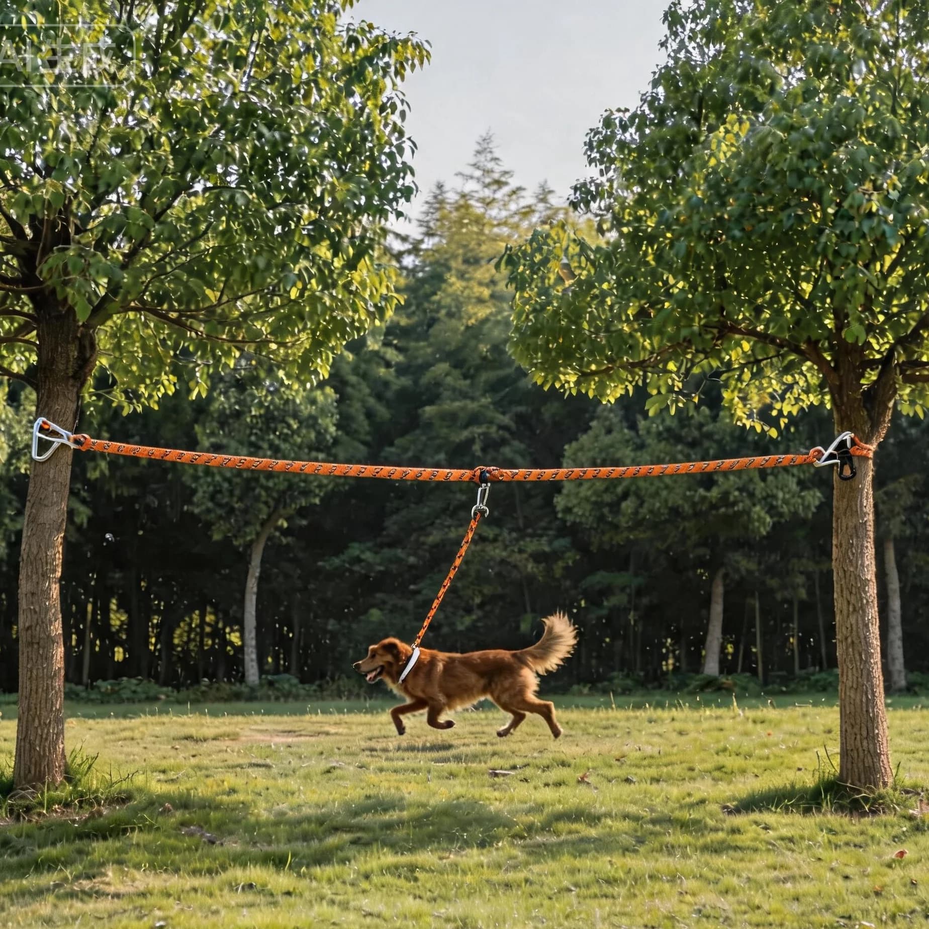 Portable Dog Trolley Cable Heavy Duty Dog Tie Out Overhead System Outdoor Camping Running Lead with Carry Bag for Large Dogs