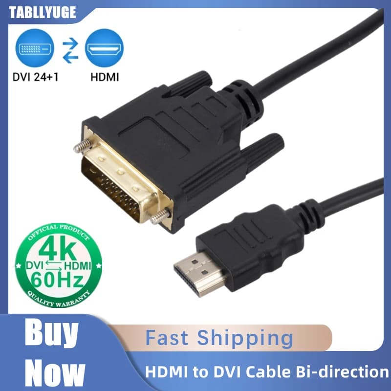 HDMI-compatible to DVI Cable Bi-direction HDMI Male 24+1 DVI-D Male Adapter 4K Converter For Xbox PS4 HDTV Projector DVD Cable