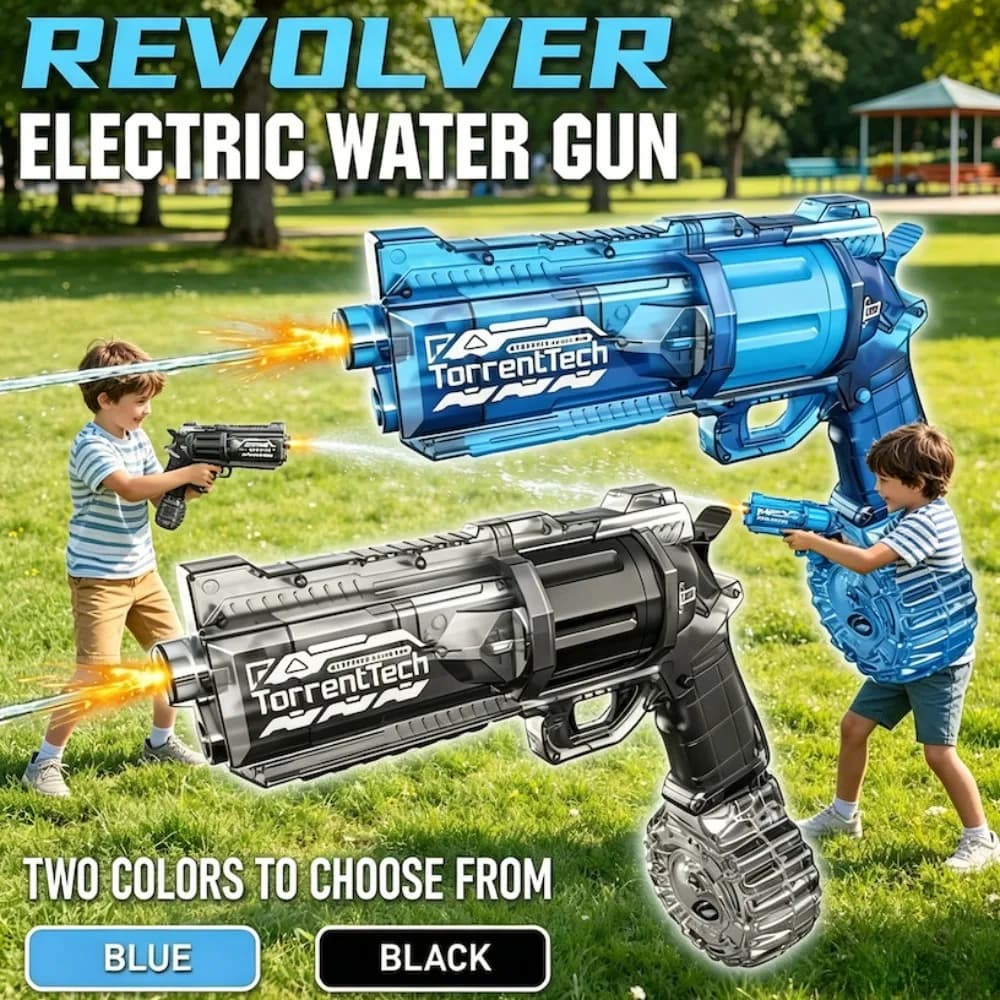 Revolver Electric Water Gun Toy Automatic Continuous Shooting Water Blaster with Large Capacity for Summer Pool Beach Party
