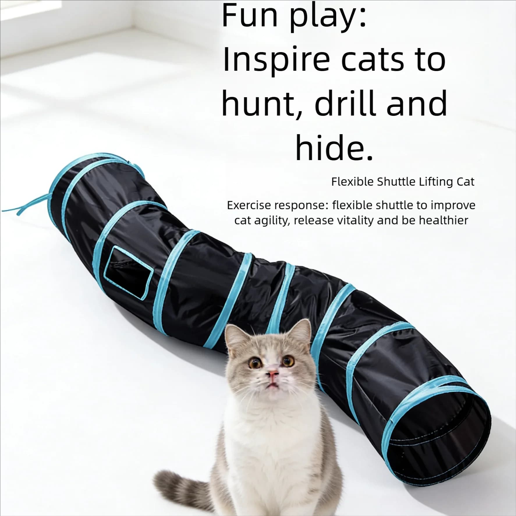 giocattolo interattivo per tunnel di gioco per gatti, tunnel di nascondimento e ricerca, tunnel per gatti pop-up portatile e pieghevole per istinto di gatti
