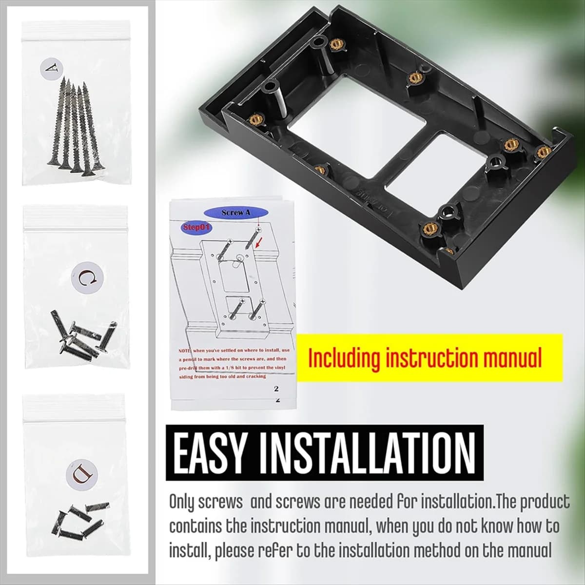 A002 Supporto per rivestimento in vinile per campanello da 2 pezzi compatibile con campanello video ad anello, campanello per videocitofono di prima generazione 2, 3, 3+
