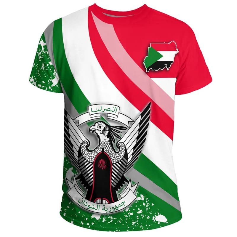 Maglietta Sportiva da Uomo con Logo SUDAN Stampato in 3D, Asciugatura Rapida, Traspirante, per Calcio e Allenamento, Manica Corta, Top Estivo