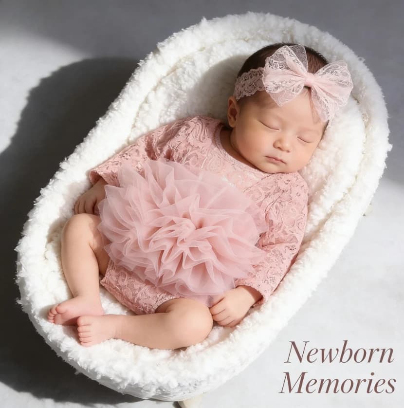 Complete for Newborn Photography: Tutù in Pizzo e Tulle con Fascia per Capelli, Set 2 Pieces for Photo Services in Studio